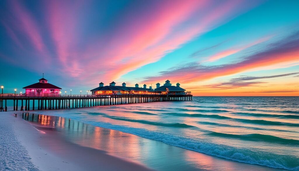 Clearwater Beach pier at sunset