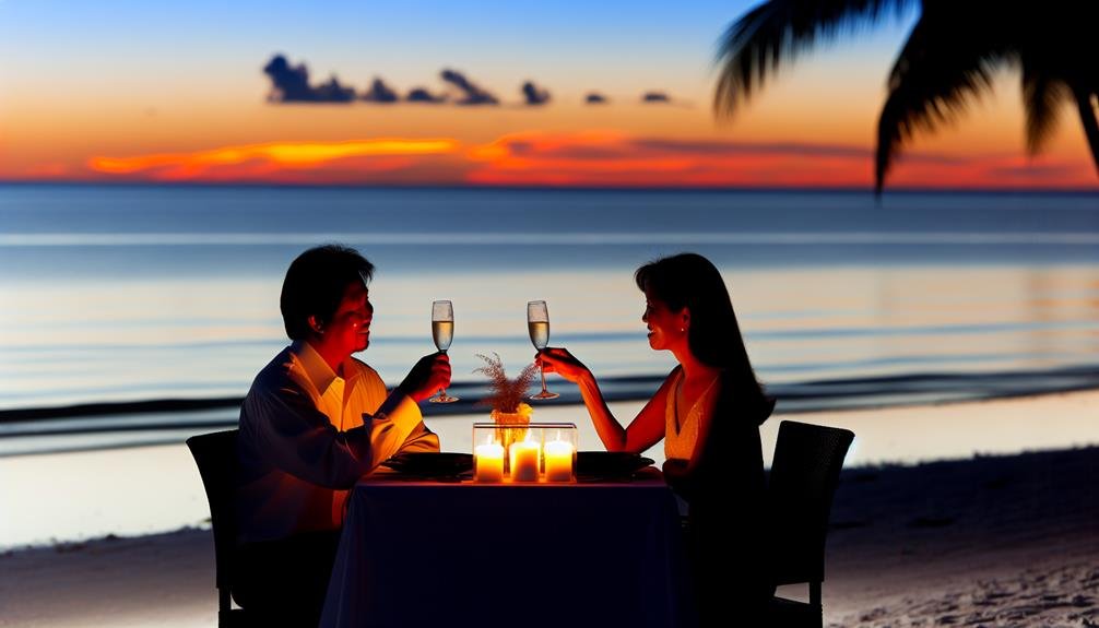 romantic oceanview meal settings